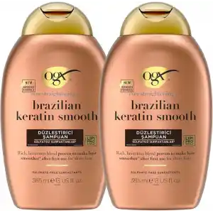 OGX Brazilian Keratin Smooth Şampuan, 385 ml, 2li Paket