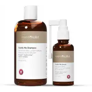 Mamaaura Fortify Me Set, Saç Dökülme Görünümünü Azaltmaya Yardımcı, Procapil ve Capilia Longa İçeren Saç Kökü Destekleyici Şampuan & Serum Seti