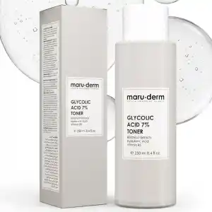 Maruderm Glikolik Asit%7 Aydınlatıcı ve Leke Görünümü Karşıtı Tonik – Meyan Kökü & Hyaluronik Asit ile Pürüzsüzleştirici Peeling Tonik, 250 ML