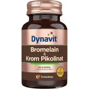 Dynavit Bromelain (Ananas Ekstresi)&Krom Pikolinat 60 Bitkisel Kapsül - Ödem Atımı&Diyetisyen Önerisi - 500 mg (1200 GDU) Bromelain&200 mcg Krom