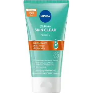 NIVEA Derma Skin Clear Sivilce Karşıtı Yüz Temizleyici Peeling 150ml, Gözenek Arındırıcı,Siyah Nokta Azaltır,Salisilik Asit,Deniz Tuzu, Niasinamid