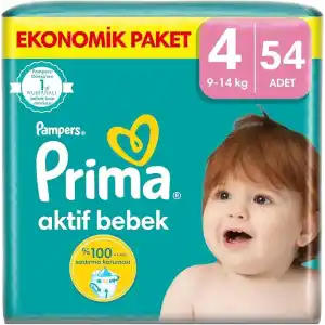 Prima Bebek Bezi Aktif Bebek 4 Beden 54 Adet Fırsat Paketi
