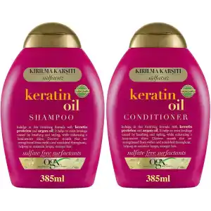 OGX Keratin Oil Şampuan 385 ml + Bakım Kremi 385 ml 2li Set