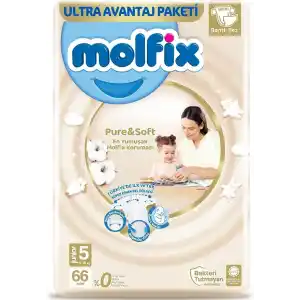 Molfix Bebek Bezi Pure&Soft Junior 5 Beden Aylık Paket 66 Adet
