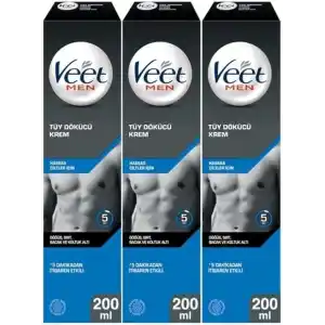 Veet Men Erkeklere Özel Tüy Dökücü Krem Hassas Ciltler 600ml (200 ml x 3 Adet)