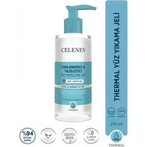 Celenes Nemlendirici Ve Canlandırıcı Thermal Yüz Temizleme Jeli Kuru Ve Hassas Ciltler 250 ml, 7350104248116