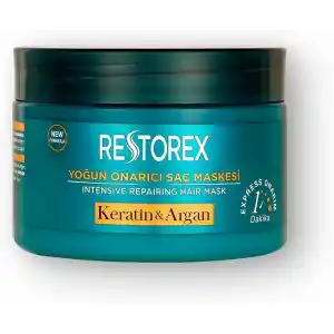Restorex Keratin & Argan Onarıcı Saç Bakım Maskesi 300 Mililitre, Yıpranmış ve Hasar Görmüş Saçlar Botoks Etkili