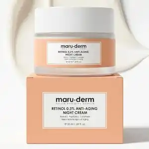 Maruderm Retinol%0.3 Yaşlanma Karşıtı Gece Kremi – Kırışıklık Karşıtı Yenileyici Yüz Kremi, Seramid & Peptit Kompleksi ile, 50 ML