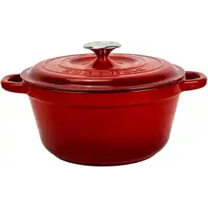 LAVA Döküm Yuvarlak Tencere Döküm Demir Kapak New Heritage Serisi Çap 26cm. Kırmızı