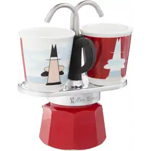 Bialetti - Set Mini Express: Ocak Üstü Espresso Pişirici + 2 Cups - Magrite Serisi