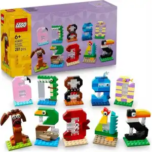 LEGO Doğum Günü Rakamları 40807 – 6 Yaş Üzeri Çocuklar için Hayvanlı Masa ve Köpek, Ördek, Yengeç, Horoz, Flamingo ve Timsah Pasta Süsleri İçeren Oyuncak Yapım Seti, Eğitici Hediye Fikri (281 Parça)