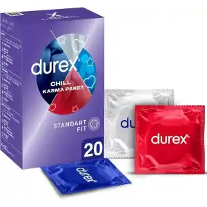 Durex Chill Karma Prezervatif, 20Li 1 Paket (1 x 20 Adet), Düz, Kokusuz, Lateks