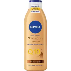 NIVEA Q10 Sıkılaştırıcı Ve Bronzlaştırıcı Vücut Losyonu 250ml, Kademeli Doğal Bronzluk, 7 Günde Sıkı Cilt, Açık ve Buğday Tenli Ciltler