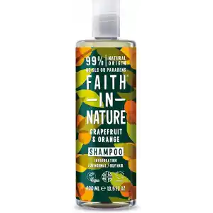FAITH IN NATURE %99 Doğal Tazeleyici Şampuan Normal & Yağlanmaya - Kepeğe Meyilli Saçlar İçin (Greyfurt & Portakal, 400 ml)