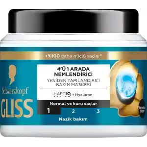 Gliss Aqua Revive Nemlendirici 4Ü 1 Arada Bakım Maskesi 400 ml, Normal Ve Kuru Saçlar
