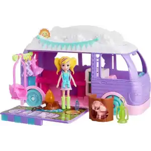 POLLY POCKET™ Muhteşem Karavan Polly Pocket Muhteşem Karavan, bebek ve evcil hayvan oyun seti, kamp ve yiyecek temalı aksesuarlar, seyahat oyuncağı JCC32