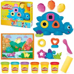 Play-Doh Şekiller ve Renkler Dino Başlangıç Seti | 2 Yaş ve Üzeri Çocuklar İçin Dokunsal ve Duyusal Oyun Seti | Dinozor Oyuncağı | 11 Aksesuar Dahil | Sanat ve El İşi Etkinlikleri