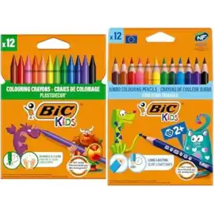 BIC Plastidecor Pastel Boya ve Evolution Jumbo Kuru Boya Seti (12li + 12li)