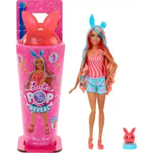 Barbie Pop Reveal™ Mikshake Serisi - Pembe Barbie Pop Reveal Shakes Serisi bebek ve aksesuar seti, kokulu ve sevimli kedicik temalı bebek JCN87