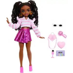 Kahverengi saçlı ve eklemleri bükülebilen Barbie Dream Besties Brooklyn bebek ve aksesuarları, dans temalı oyuncaklar, JKP51