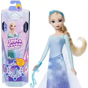 Disney filminden ilham alan Mattel Disney Karlar Ülkesi Eğlenceli Sürprizler Elsa bebek seti, 5 aksesuar, 5 çıkartma ve 1 oyun alanı içeren 11 sürpriz, JBG59