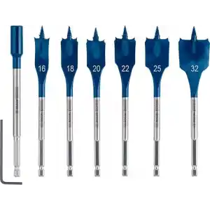 Bosch 7 x Expert Self Cut Speed yassı freze matkap seti (yumuşak ahşap, sunta, çap 16 – 32 mm, profesyonel aksesuar, matkap/tornavida için)