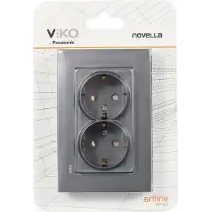 Viko Novella Füme İkili Sıva Altı Çerçeveli Ç.K Topraklı Priz