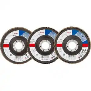 Bosch Professional 3 Adet Flap Disk Seti X431 Standard for Metal, Çelik ve Paslanmaz Çelik Taşlama için, Açılı, 115 mm, Kum Kalınlığı 40/60/80, Küçük Avuç Taşlama Makineleri için Uygundur