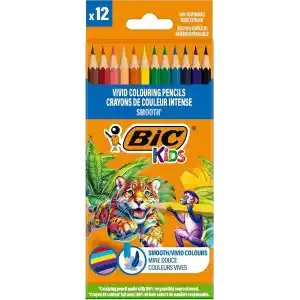 BIC Smooth Ahşap Kuru Boya Kalemi 12 Renk, Ahşap Kuru Boya,Altıgen Gövde, 5 Yaş Üzeri için İdeal, Canlı Renkler