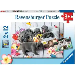 Ravensburger, 2x12p Puzzle Yavru Köpekler, Çocuk Puzzle