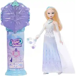 Filmden ilham alan Mattel Disney Karlar Ülkesi Elsa bebek, aksesuarlar, kar tanesi şeklinde değerli taş kutusu ile çocuk yüzüğü dahil 8 sürpriz ve 9 oyun parçası, JJY36
