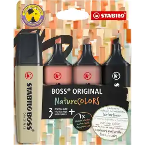STABILO BOSS ORIGINAL NatureCOLORS - Fosforlu Kalem - 4lü Paket - Çeşitli Renkler
