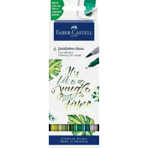 Faber-Castell Goldfaber Aqua Çift Uçlu Markör, Kaligrafi, 6lı Jungle