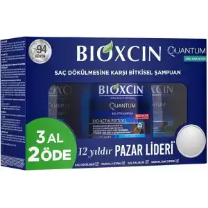 Bioxcin Quantum Şampuan 3 x 300 ml – Yağlı Saçlar İçin Sebum Dengeleyici ve Saç Dökülmesine Karşı Etkili Şampuan (3 Al 2 Öde Set)