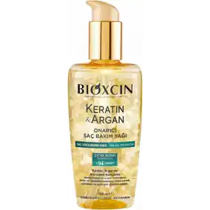 Bioxcin Keratin & Argan Onarıcı Saç Bakım Yağı 150 ml – Yıpranmış Saçlar İçin Nemlendirici ve Parlaklık Veren Bakım