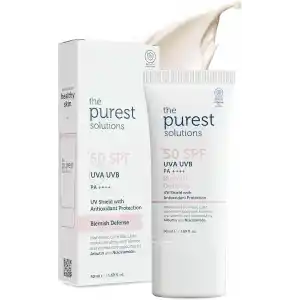 The Purest Solutions Lekeli Ciltler İçin Antioksidan Destekli Güneş Kremi, 50+ SPF UVA/UVB Blemish Defense, Antioxidant Protection