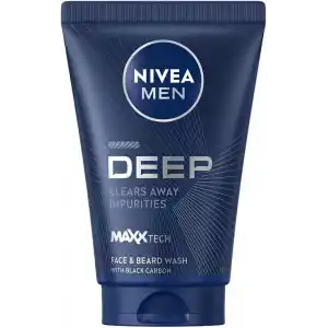 NIVEA MEN Erkek Yüz ve Sakal Temizleme Jeli Deep Dimension 100 ml,Nemlendirici,Yağ Arındırıcı,Aktif Karbon,Gün Boyu Ferahlık
