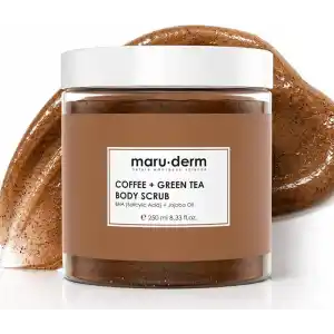 Maruderm Kahve ve Yeşil Çay Özlü Vücut Peelingi – BHA & Jojoba Yağı ile Arındırıcı, Söğüt Kabuğu Özütlü Peeling, 250 ML