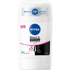 NIVEA Kadın Stick Deodorant Black&White Invisible Clear 72 Saat Anti-Perspirant Koruma, 50 ml