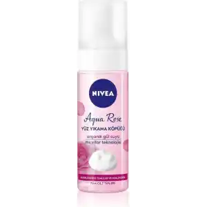 NIVEA Aqua Rose Organik Gül Suyu İçeren Yüz Yıkama Köpüğü 150ml, Nemlendirici, Yüz Temizleyici, Micellar