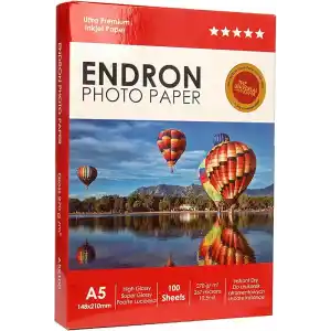 Endron 15 x 21 cm inkjet fotoğraf kağıdı Ultra Premium 100 adet 270 gr Mürekkep yazıcı uyumlu A5 148mmX210mm Parlak
