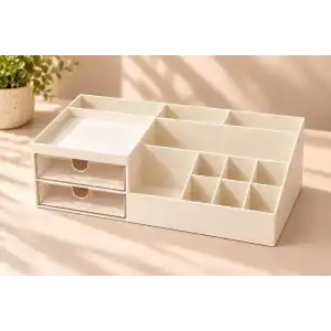 Pink & Blue Home - Çok Amaçlı Makyaj, Masaüstü Düzenleyici | İkili Çekmeceli Organizer