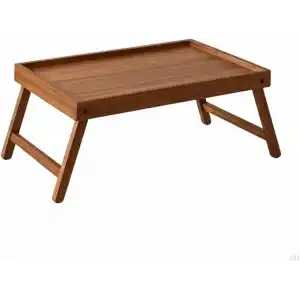 Deinhaus, Ahşap Katlanabilir Yatak Tepsisi – Çok Amaçlı Servis ve Laptop Sehpası, Doğal Ahşap, 40x30 cm, Yükseltilmiş Kenarlı