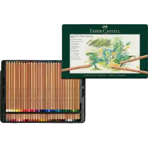 Faber-Castell Pitt Pastel Boya Kalemi, 60 Renk, Yüksek Pigment, Solmaya Dirençli, Fırça ve Parmakla Dağılabilir, Yuvarlak Gövde