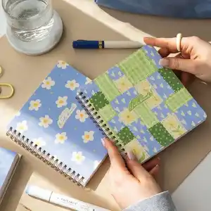15x16 Spiralli Karton Kapak 2li Noktalı Not Defter Seti - Patchwork