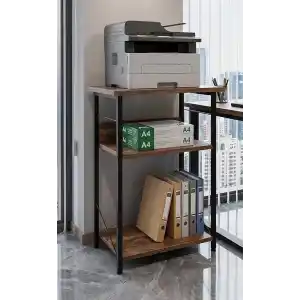 Yazıcı Sehpası 3 Katlı Çok Amaçlı Raf Metal Ayaklı Printer Stand Ofis Ev Düzenleyici Kahverengi