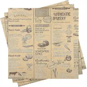 Promosyonca Vintage Gazete Desenli Yağlı Kağıt, Mutfak Sunum Kağıdı, 50 veya 100 Adet Seçeneği (100)