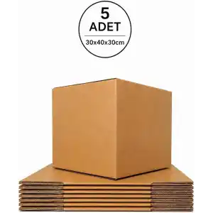 30x40x30 cm 5 ADET Çift Oluklu Kalın Karton Koli Kutu (Ev Taşıma-Kargo-Taşınma-Çeyiz)