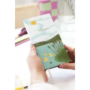 Matt Notebook 9x18 cm Keten Süresiz Haftalık Planlayıcı Kareli Cep Ajandası Manzara