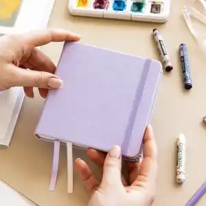 12x12 cm Sert Kapak 80 Yaprak 140 gr. Eskiz Defteri - Sketch Book - Lila